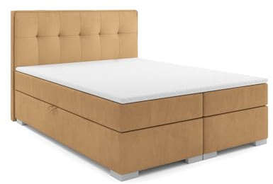 VLR BEDS Boxspringbett mit Bettkasten Palermo (Dunkelbeige, 160 x 200 cm)