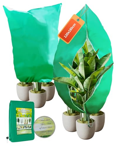 LAOYE 2 Pcs Vlies Pflanzenschutz Winter 180x120cm 80g/㎡ Winterschutz Pflanzen AußEn Mit ReißVerschluss Zugband Olivenbaum Winterschutz Wiederverwendbar & ReißFest & Atmungsaktiv