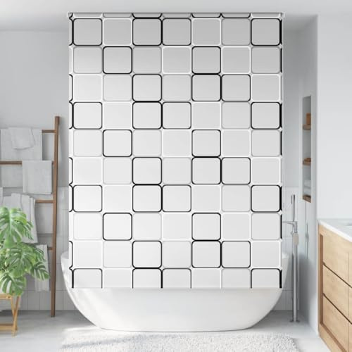 Duschrollo 160x240 cm, Stoffbreite 156 cm, PEVA wasserfest, Sichtschutz mit Kettenverbinder, Aluminium Schiene für Bad, feuchtraumgeeignet