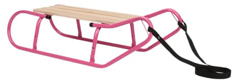 HUMBAKA Metallschlitten – Stabile Fahrt und sicheres Gleiten – hochwertiger Stahl und Buchenholz – 84 cm, mit Zugseil – klassischer Rodel für Kinder und Erwachsene bis 75 kg