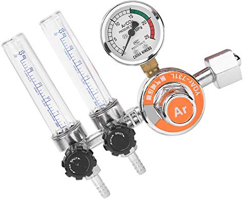 ZDETGU Argon-Druckregler, Robustes Design, Energiesparende Eigenschaften, Doppelrohr-Argon-Druckminderer für Schweißanwendungen, Zuverlässige Konstruktion, G5/8-Zoll-Kompatibilität