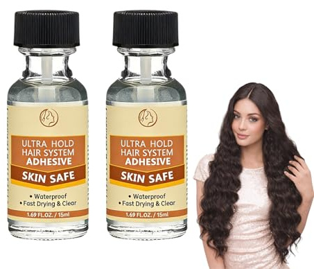 2PC Strong Hold Lace Wig Glue, 15ml Water-Resistant Wig Adhesive for Lace Front Wigs, Fast Drying Invisible Bonding Adhesive for Wigs, Long Wear Lace Glue for Wigs Daily Use & Active Lifestyle