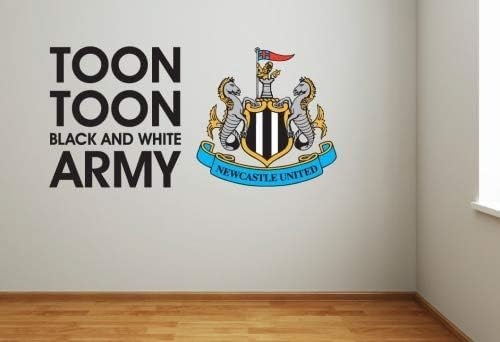 Beautiful Game Newcastle United Football Club Toon Army Song & Crest Wall Sticker Official Merchandise - Decal Football Vinyl (900mm (W) x 600mm (H), White)