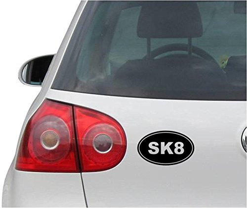 INDIGOS UG Auto Aufkleber SK8 Skater Euro OVAL - schwarz - 139mmx86mm - Autoaufkleber - Tuning - Sticker - Heckscheibe - Fahrrad - Motorrad - UV beständig