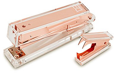 Rose Gold Schreibtisch Hefter Bundle 1) Hefter 1) Klammerentferner mit Geschenk-Box