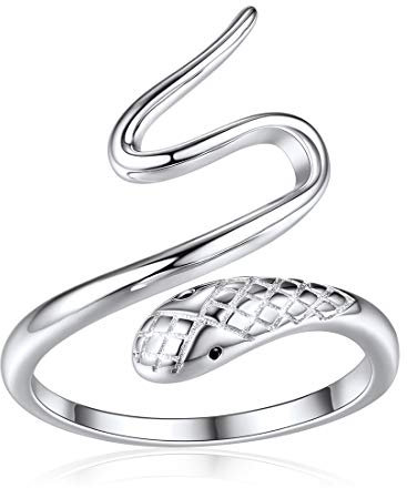 ChicSilver 925 Schlange Ring für Damen Herren Silber Damen Ringe mit Zikronia Offener Fingerring Verstellbarer Ring mit Geschenkebox für Damen und Mädchen