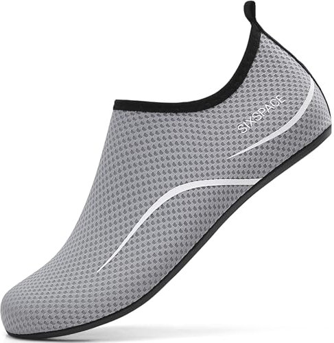 Sixspace Damen Herren Badeschuhe Wasserschuhe Schwimmschuhe Männer Frauen Strandschuhe Barfußschuhe für Strand,Pool,Meer,Wassersport,Tauchen,Surfen,Aqua Cycling(Grau 43 EU)
