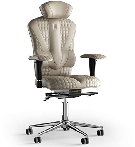 KULIK SYSTEM Ergonomischer Executive Bürostuhl - Komfort & Verstellbarer Stuhl mit Rücken- & Lendenwirbelstütze für Lange Arbeitsstunden |Patentiertes Design| Victory Echtleder - Beige Quatro