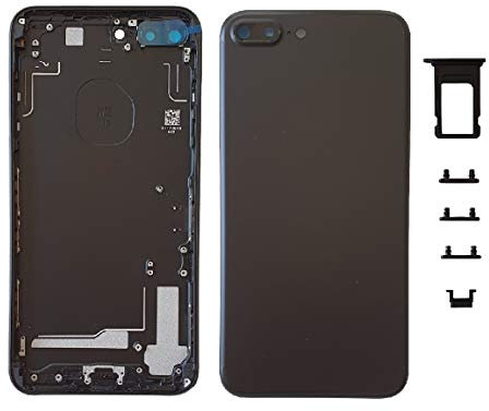 Smartex® Scocca Posteriore in Vetro + Telaio Compatibile con iPhone 7 Plus | Back Cover + Frame (Nero)