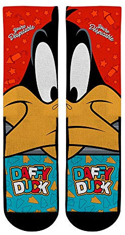 Looney Tunes Premium Cartoon Socken, Daffy Duck – Gespaltenes Gesicht, Medium