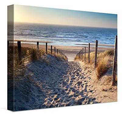 PICANOVA – Bild auf Leinwand Weg zum Meer 80x60cm – Leinwandbild – Premium Leinwanddruck – Wandbild Kunstdruck Auf 2cm Holz-Keilrahmen Wohnzimmer Wanddekoration – Strand
