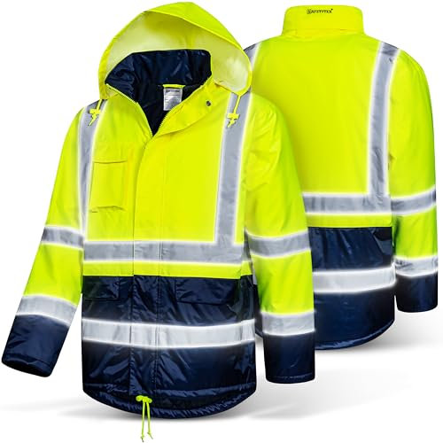 Safetytex Winter Warnschutz Parka - Arbeitsjacke - Warnschutzjacke - Outdoor Warnjacke - wasserdicht & winddicht - fluoreszierend gelb - Größe S