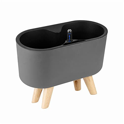 YOUGE Jardinera con riego automático, Jardinera con Sistema Drenaje y riego, Jardinera con Patas para Interior/Exterior, Gris y Blanco