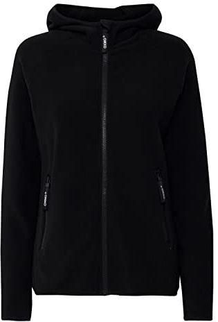 OXMO OXFinja Damen Fleecejacke Sweatjacke Jacke mit Kapuze Reißverschlusstaschen Regular fit, Größe:XS, Farbe:Black (194007)