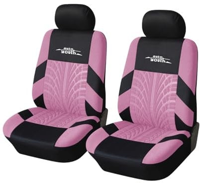 AUTOYOUTH Autositzbezüge für Vordersitze Universal Fit Komplettset Autositzschoner Reifenschienen Autositzzubehör, Rosa
