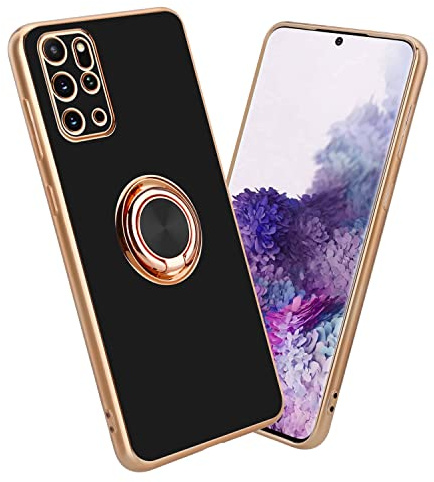 Cadorabo Hülle kompatibel mit Samsung Galaxy S20 Plus Schutzhülle TPU Silikon Case mit Ring Design mit Kameraschutz Slim Kratzfest Gummi mit Rundumschutz Case Hülle für Galaxy S20 Plus in Schwarz