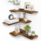Homode Eckregale Schweberegale, Eckregale Wandmontage mit Kordelloch, 3er Set L-Form Holz Wand Lagerregale für Wohnzimmer Schlafzimmer Badezimmer Küche, Rustikales Braun