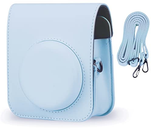Yosuny tragbare Tragetasche, kompatibel mit Fujifilm Instax Mini 12 Kameras, MINI12 Sofortbildkamera-Tasche aus Leder mit rückseitiger Tasche zur Aufbewahrung von Fotos (blau)