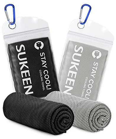 Sueken Kühlhandtuch 2 Stück (101.6x30.5 cm), Kühlendes Fitness-Handtuch für Hals und Gesicht