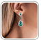 Inilbran Boucles D'oreilles Boho En Cristal Émeraude Pendantes - Larme Verte Étincelante CZ - Bijoux Clous