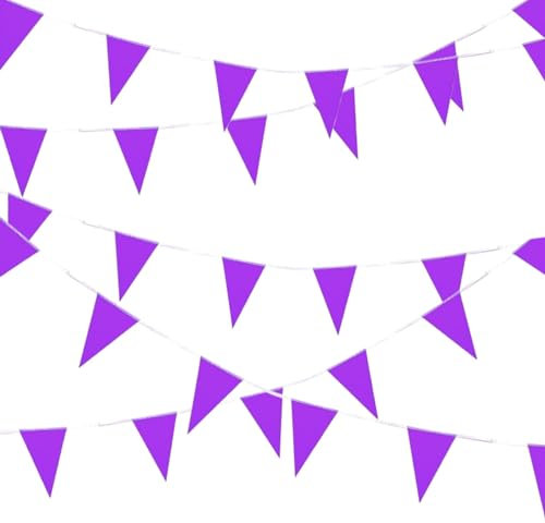 Bandierine Triangolo Viola Feste Striscione Bandiere Tessuto Ghirlanda Appesa Decorazioni per Carnevali Scuola Patio Piscina Campeggio Compleanno Matrimonio Natalizie Interni Estern 10 Metri