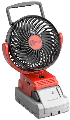 ohyes Ventilateur de chantier sans fil pour Milwaukee M18 Moteur sans balais avec USB A + C Charge rapide pour camping atelier et chantier de construction (batterie non incluse)