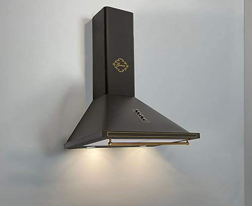 GURARI Wandhaube 60 cm GCH 975 Bl 6 Retro Dunstabzugshaube in Schwarz | Effizienzklasse A | Wandmontage | Abzugshaube Abuft/Umluft