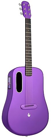 LAVA ME 4 Kohlefaser-Elektroakustikgitarre mit FreeBoost 3.0-System, Smart Gitarre mit Gitarrentasche, Datenkabel, Halsstabschlüssel, unterstützt 2,4 GHz WLAN/5G Bluetooth (36 Zoll, Violett)
