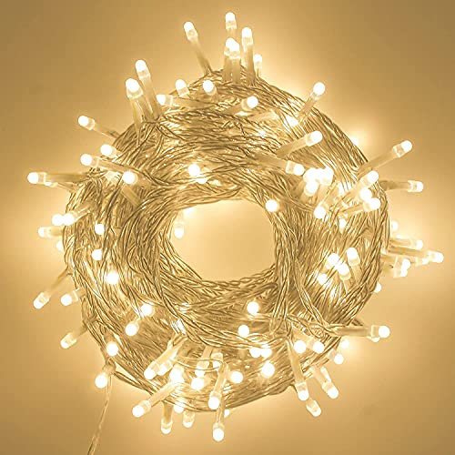ANKOUJA Lichterkette innen, 12M 100 LED Lichterkette außen IP44 Wasserdicht mit Stecker Skalierbar, Warmweiß, 8 Modi für Gärten Balkon Partys Hochzeit Weihnachten