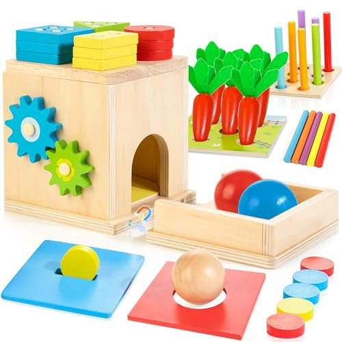 AMAWOOD Montessori Spielzeug Set für Kinder ab 12 Monaten 8-in-1-Aktivitätswürfel aus Holz Sortier- und Stapelspielzeug sensorisches Lernspielzeug Festivalgeschenk für Jungen Mädchen ab 1 2 3 Jahr