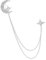Dickly Kette Mond und Stern Strass Quaste Brosche Anzug Kragen Brosche Anstecknadel Abzeichen für Ornament Feier Hemd Krawatte Hut Schal, Silber