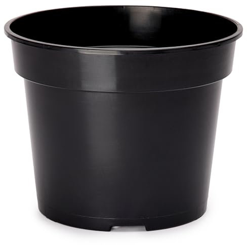 Garronda Vaso per Piante Rotondi in Plastica da Esterno e da Interno per Fiori e Giardini GD-0025 (1 Pezzo - Nero, ⌀ 21 cm H 16 cm)