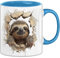 Trendation - 3D Faultier Tasse Geschenk Kaffee-Becher Faultier Loch Wand (Blau)