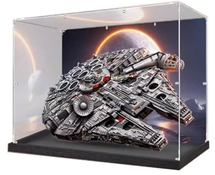 Acryl-Displaybox, kompatibel mit Lego 75192 Ultimate Millennium Falcon Modell, schützende, staubdichte Displaybox, Geschenkmodell, transparente Vitrine (nur Displaybox) (vertikal)