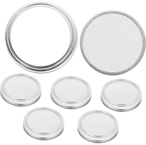 BESPORTBLE 6St sprießende Deckel spülen Züchterschale Mesh-Abflussabdeckung Sprossendeckel Edelstahl sprießen kann Keimglas Lebensmittelqualität Bohnensprossen Sauerkraut Einmachglas Suite