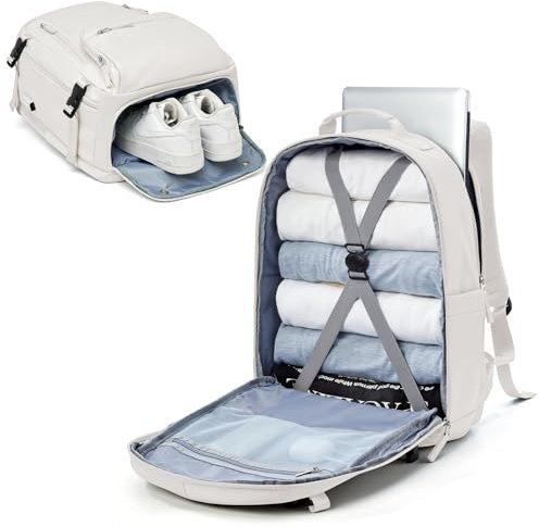 suradar Easyjet Handgepäck Rucksack 45x36x20 - Groß Reiserucksack für Flugzeug, Carry-On Unter Sitz, 15.6-Zoll-Laptop Tasche für Herren Damen, Beige