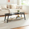 [en.casa] Coffee table Taivalkoski Living room table with storage space bamboo 120 x 43 x 40 cm Side table with lower shelf Sofa table oval black/rattan look