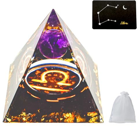 VBNZBK Orgonit Pyramide Kristalle Pyramide Groß Edelsteine Pyramiden Sternzeichen Esoterik Sternzeichen Geschenke 12 Constellation, Meditation Deko Esoterik Deko (Waage)