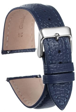 QUARKZMAN Cinturino Orologio in Vero Pelle 24mm Sostituzione Rapida Piatta Cuoio Vacchetta Cinturino Elegante Donna Uomo con Fibbia Acciaio per Smartwatch Classico, Blu Scuro