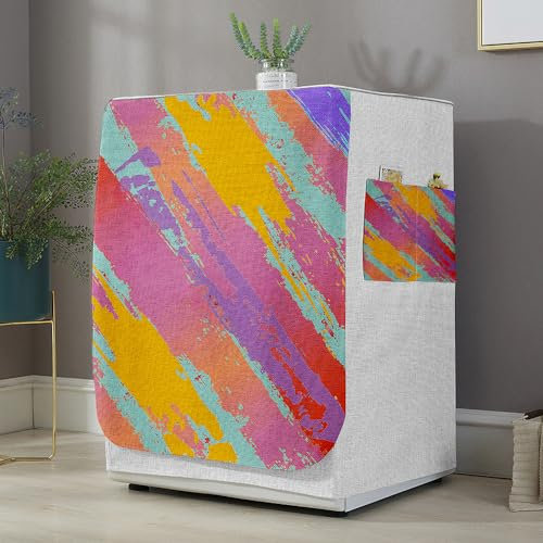 Highdi Washing Machine Cover, Washing Machine Covers Indoor with Zipper Sunscreen & Dustproof Washer Protection for Front Load Outdoor Washer and Dryers (Tie-dye pattern 4,S capacity 6~7.5KG)