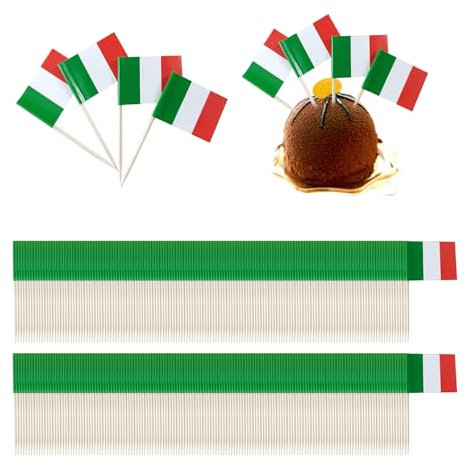 ZGDEIWGF 300 Bandiere Italiane con Stuzzicadenti, Bandiere con Stuzzicadenti, Mini Bandiere, Bandiere Italiane, Decorazioni da Tavola Italiane, Festa di Decorazione Italiana