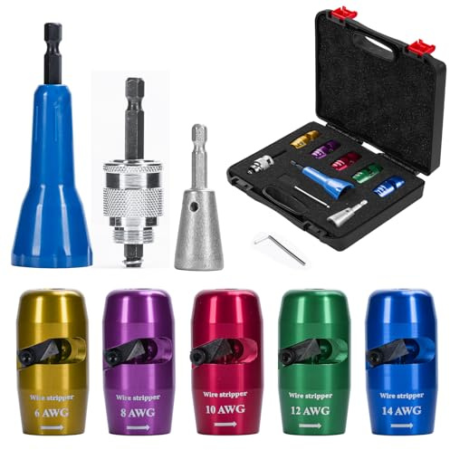 Wire Stripper Twister Tool for Drill, 2024 Upgraded Wire Stripping Tool & Wire Twisting Connector for Cutters 6-14 AWG, 8 in 1 Professional Electrician Wire Nut Twister Stripping and Twisting Tool