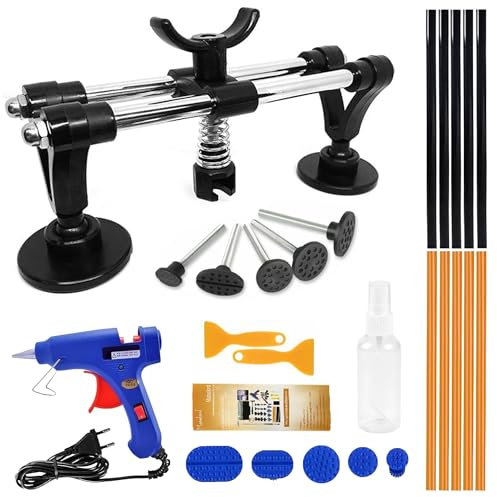 25 Pezzi Tirabolli per Carrozzeria Levabolli Carrozzeria: Kit Ventose per Carrozzeria con Pistola per Colla per Danni alla Grandine, La Rimozione delle Ammaccature Senza Verniciatura