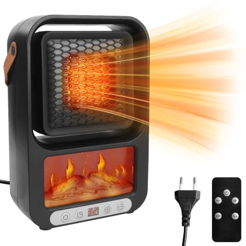 AVCXEC Stufetta Elettrica Basso Consumo Portatile, 800W Termoventilatore, Stufetta Elettrica con Telecomando, 15~32℃ Impostazioni di Temperatura, per Camera, Soggiorno, Ufficio e Bagno