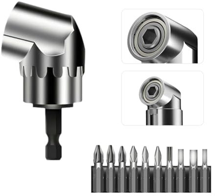 105° Winkelschrauber Vorsatz Adapter, vielseitiger Grad Winkel Bithalter mit magnetischem 1/4-Bithalter, Corner Tool Screw Hub with Bend Screwdriver Bit, zum Bohren in engen Räumen (Kurz)