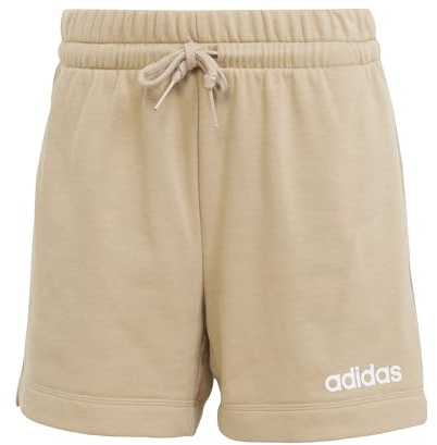 adidas Damen Essentials LINEAR French Terry Shorts, warm Sandstone/White, L