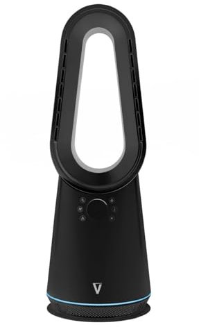 Vortex Air - AuraWave 2024: Heater + Cooler Fan, Bladeless Fan, Oscillation, Ambient Lighting, Timer, Remote Control (Black Graphite)