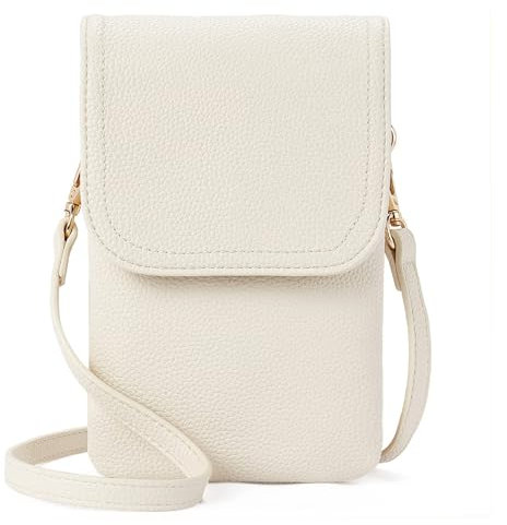 Apradas Crossbody Phone Bag for Women Leathers Small Phone Cross Body Bag for Women with Strap (White)