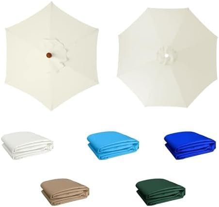 YZTTCD Tela Para Sombrilla de Fundas de Repuesto Para Sombrilla,2-3,5 M, Con Borde de Repuesto, Resistente A La Decoloración, Playa Y Piscina, Color Beige, 6 Varillas: 2,5 M/8,2 Pies