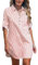 NLAND Chemise Femme Casual Robe à Manches Longues Col V Manches à Rayures Robe Femme D'été de Plage，Rose M